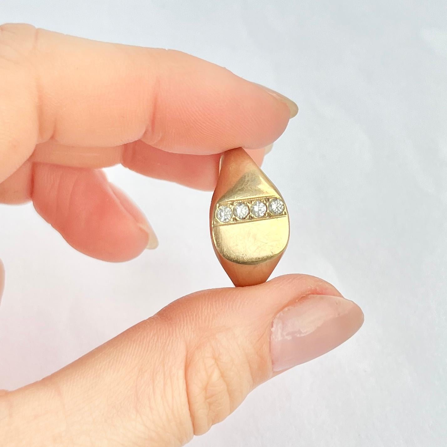 Vintage-Ring aus 9 Karat Gold mit Diamanten im Zustand „Gut“ in Chipping Campden, GB