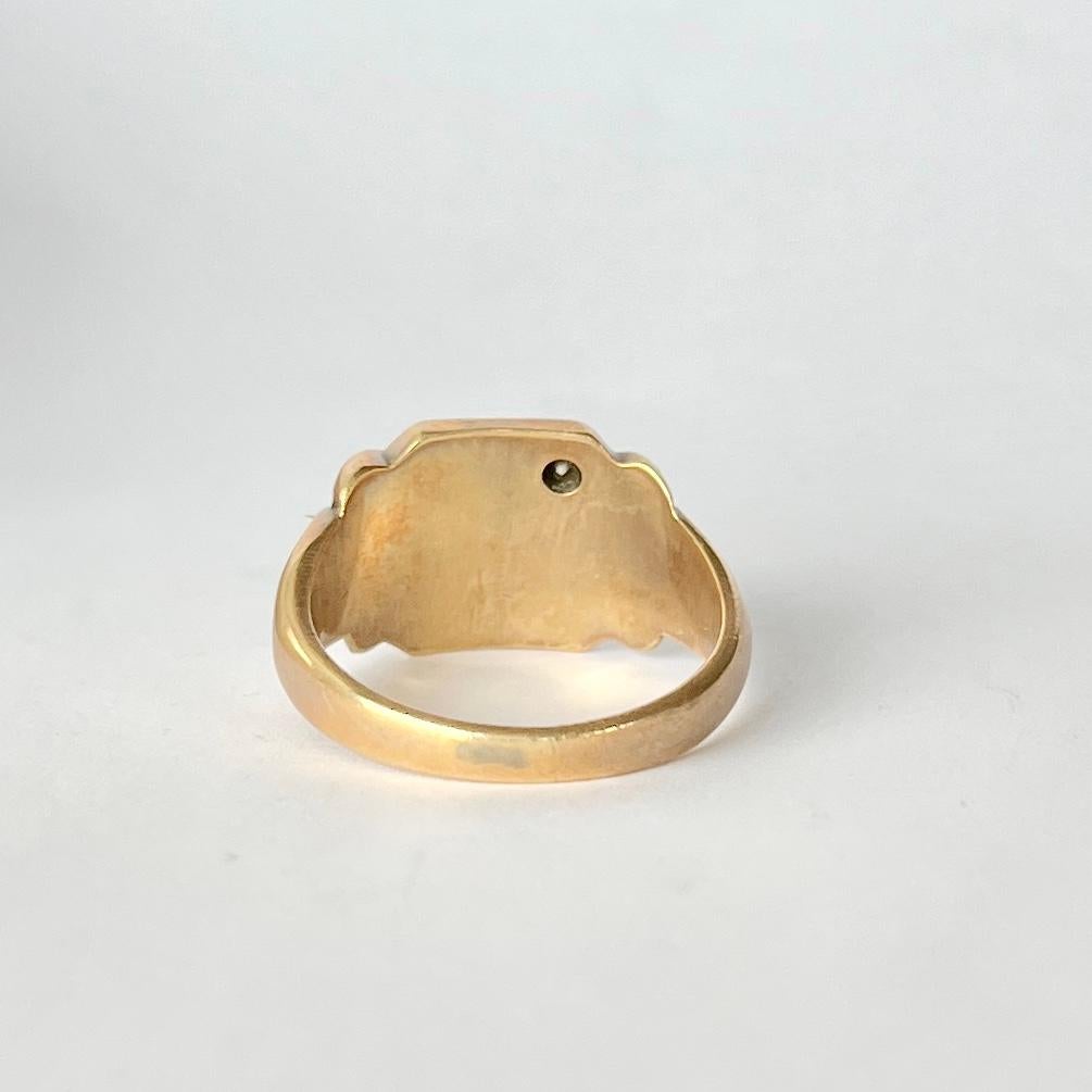 Women's or Men's Vintage Diamond and 9 Carat Gold Ring