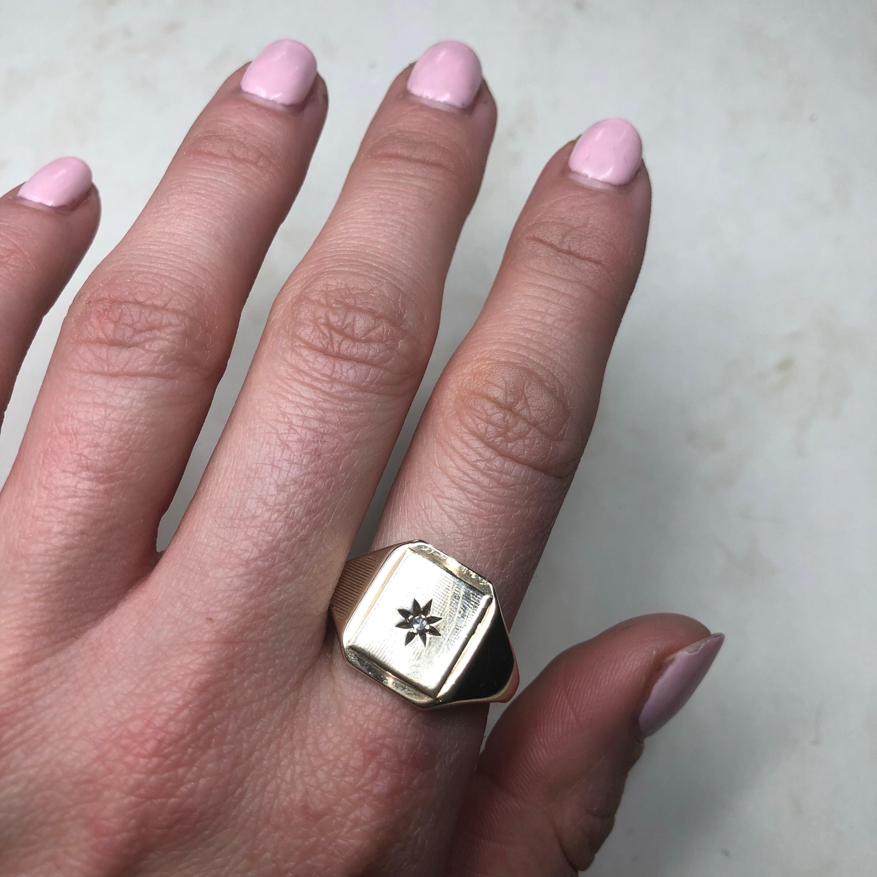 Modern Vintage Diamond and 9 Carat Gold Ring For Sale