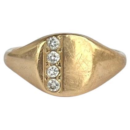 Vintage Diamond and 9 Carat Gold Ring For Sale