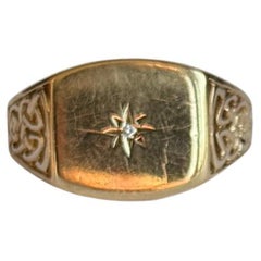 Anello con diamante e oro 9 carati d'epoca