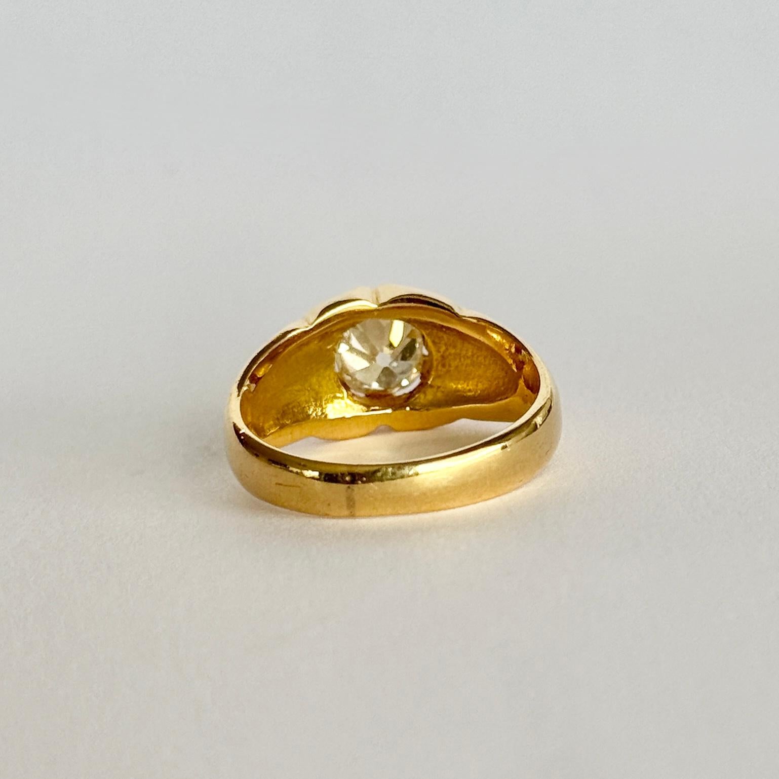 Vintage Diamond and 9 Carat Gold Solitaire Band im Zustand „Gut“ im Angebot in Chipping Campden, GB