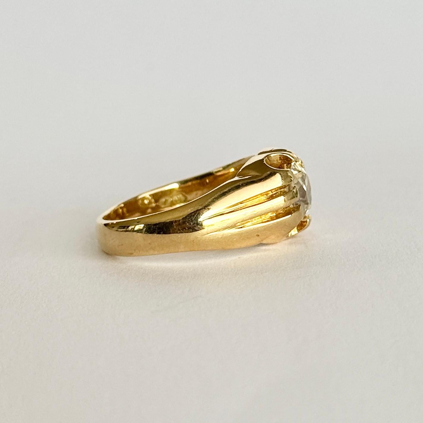 Vintage Diamond and 9 Carat Gold Solitaire Band für Damen oder Herren im Angebot