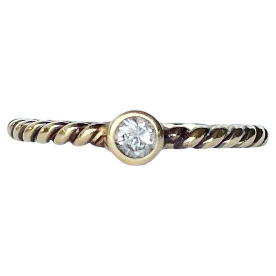 Vintage Diamond and 9 Carat Gold Solitaire Ring For Sale