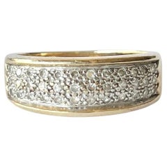 Dreireihiger Vintage-Ring mit Diamanten und 9 Karat Gold