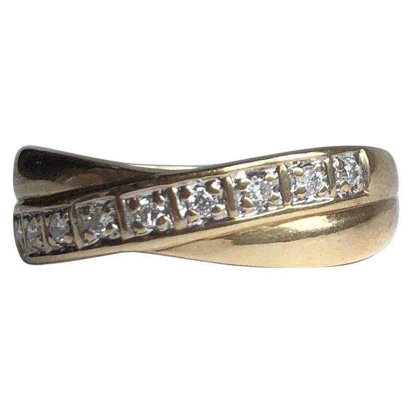 Vintage Diamond and 9 Carat Gold Twist Band