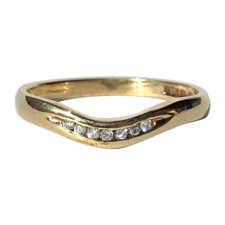 Vintage Diamond and 9 Carat Gold Waved Band