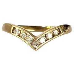 Retro Diamond and 9 Carat Gold Wishbone Ring