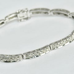Vintage Diamond and 9 Carat White Gold Bracelet