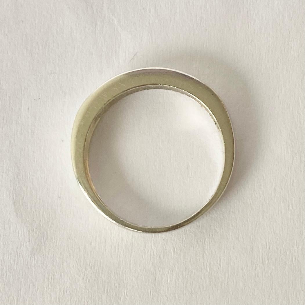 Media alianza vintage de diamantes y oro blanco de 9 quilates Corte redondo en venta