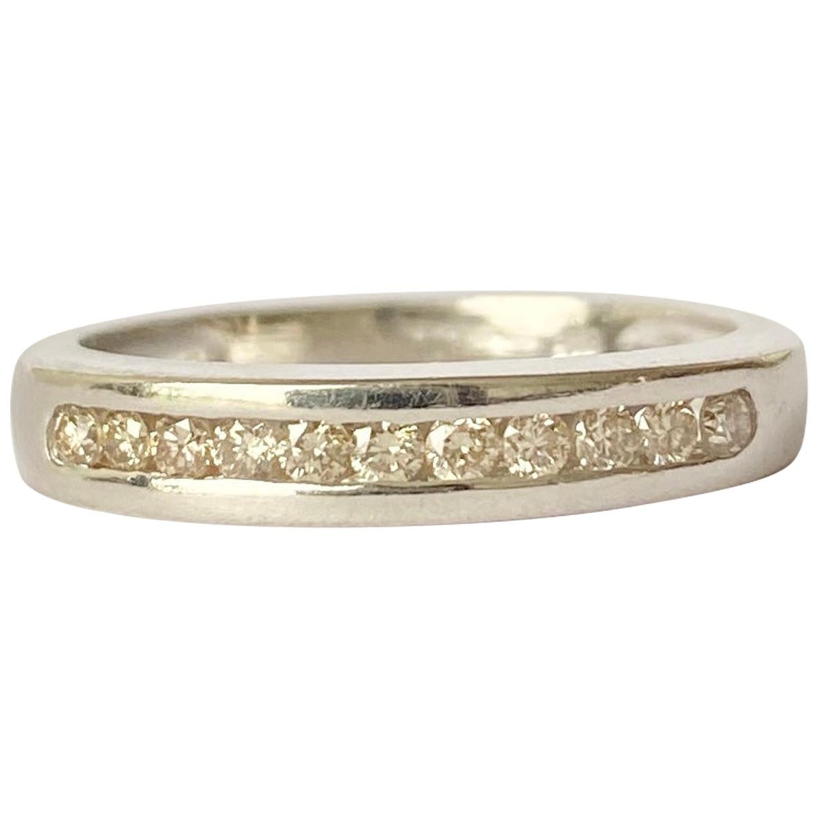 Bracelet demi-éternité vintage en or blanc 9 carats et diamants