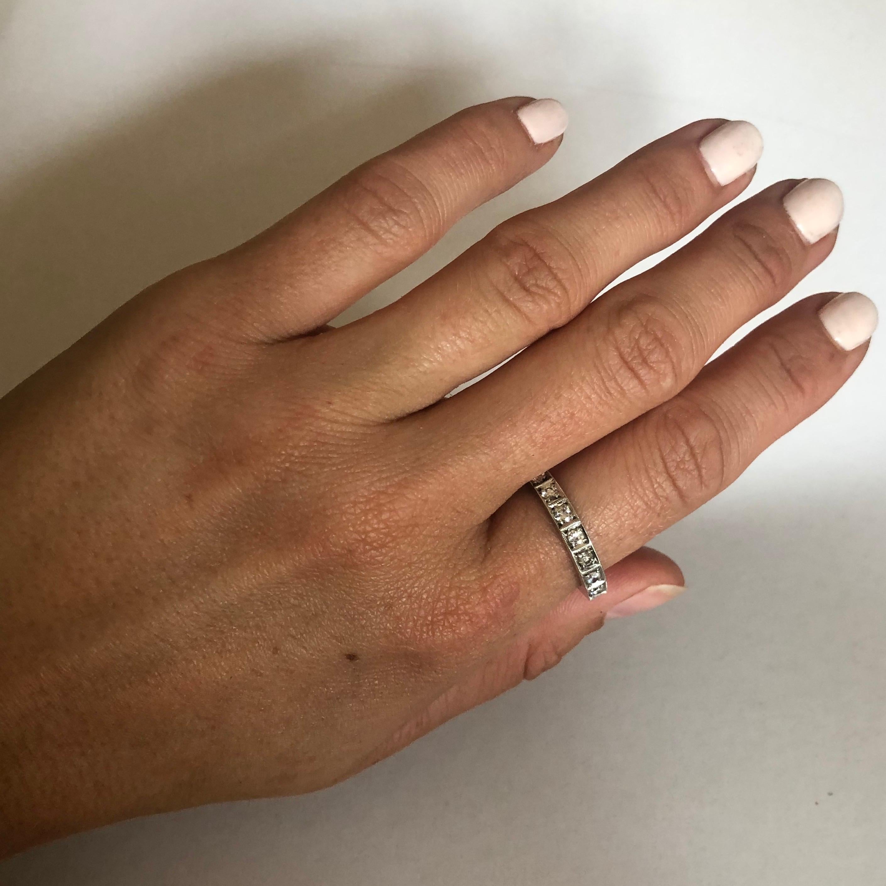 Women's Vintage Diamond and 9 Carat White Gold Half Eternity For Sale