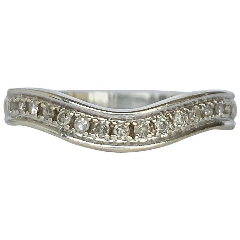 Vintage Diamond and 9 Carat White Gold Half Eternity For Sale