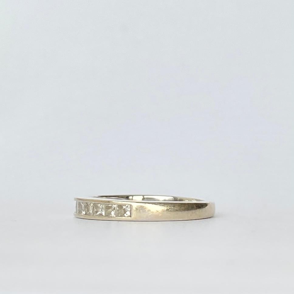 Modern Vintage Diamond and 9 Carat White Gold Half Eternity Ring For Sale