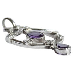 Vintage Diamond and Amethyst 9 Carat White Gold Pendant