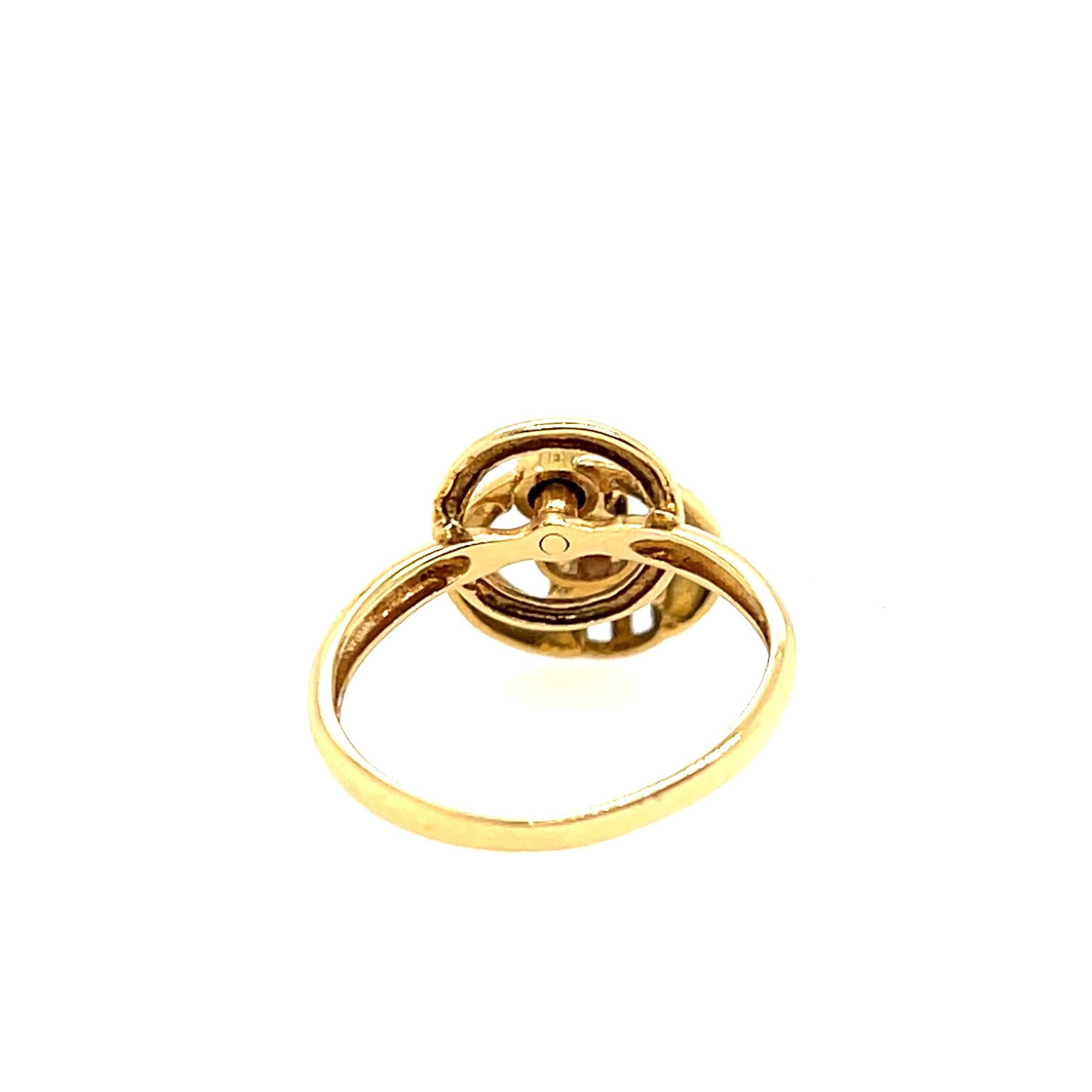Taille ronde Bague mouvement vintage en or jaune avec diamant et améthyste en vente