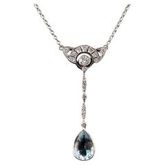 Vintage Diamond and Aquamarine pendant, 18k white gold