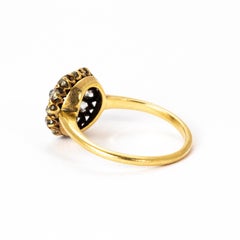 Vintage Diamond and Demantoid Garnet 18 Karat Gold Cluster Ring