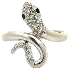 Goldring, Diamant und Smaragd, Augen, Schlange, Gold