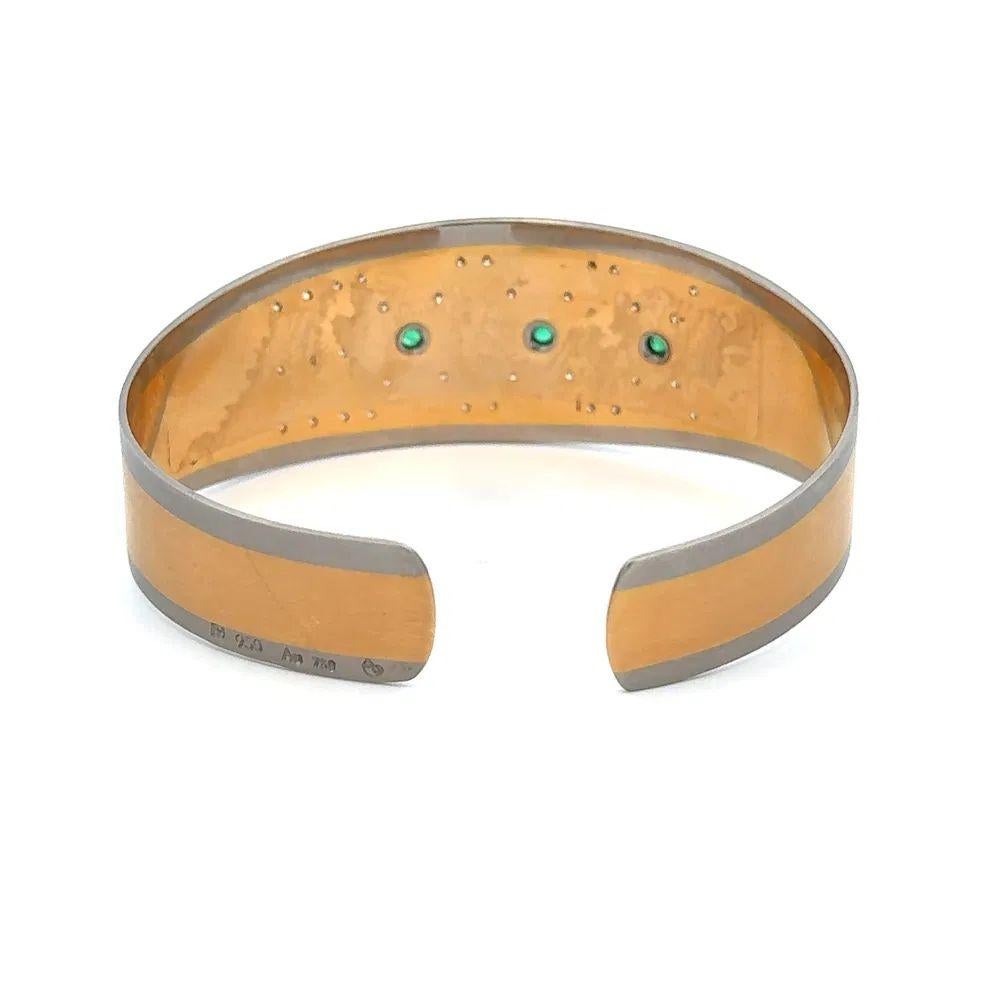 Taglio misto Bracciale vintage con diamanti e smeraldi in oro e palladio in vendita