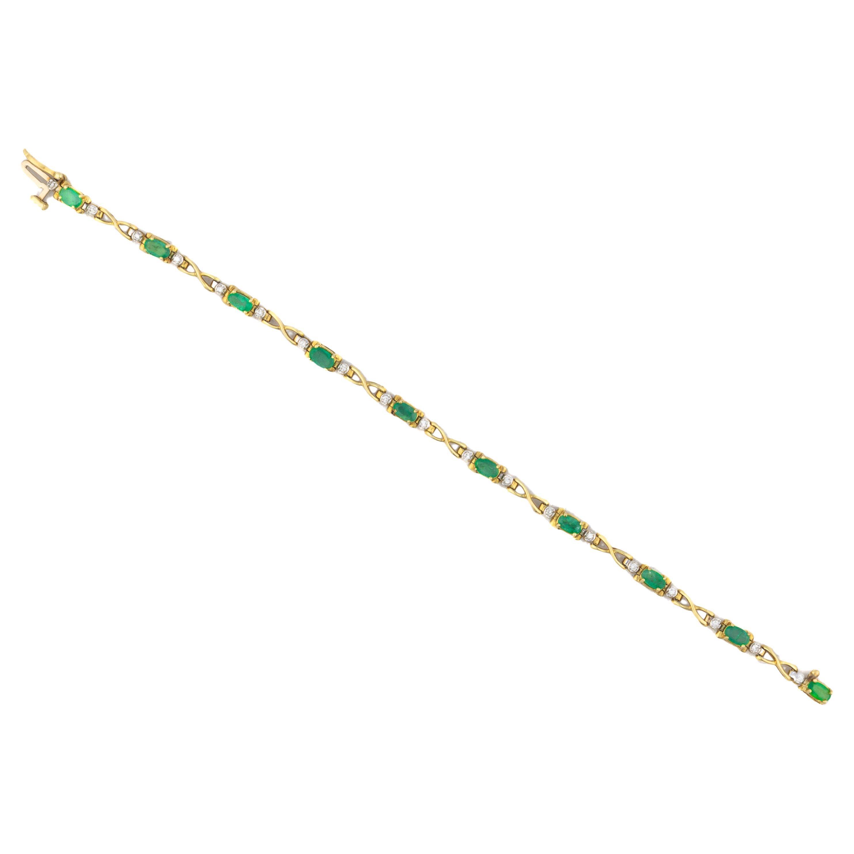 Vintage Diamond and Emerald Link Bracelet