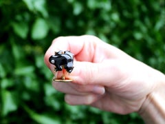 Vintage Diamond and Enamel Yellow Gold Frog Cufflinks