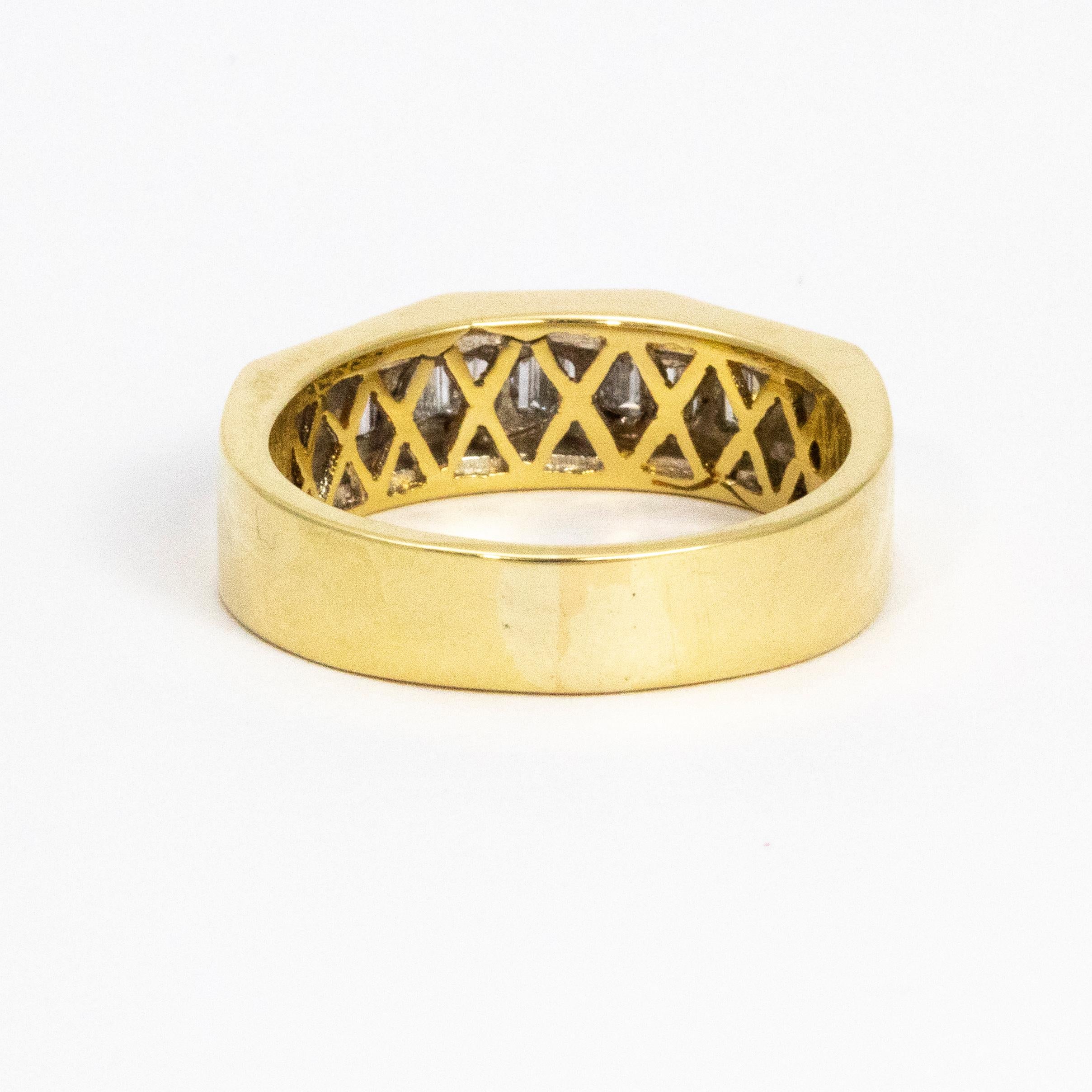 Baguette Cut Vintage Diamond and Gold Ring