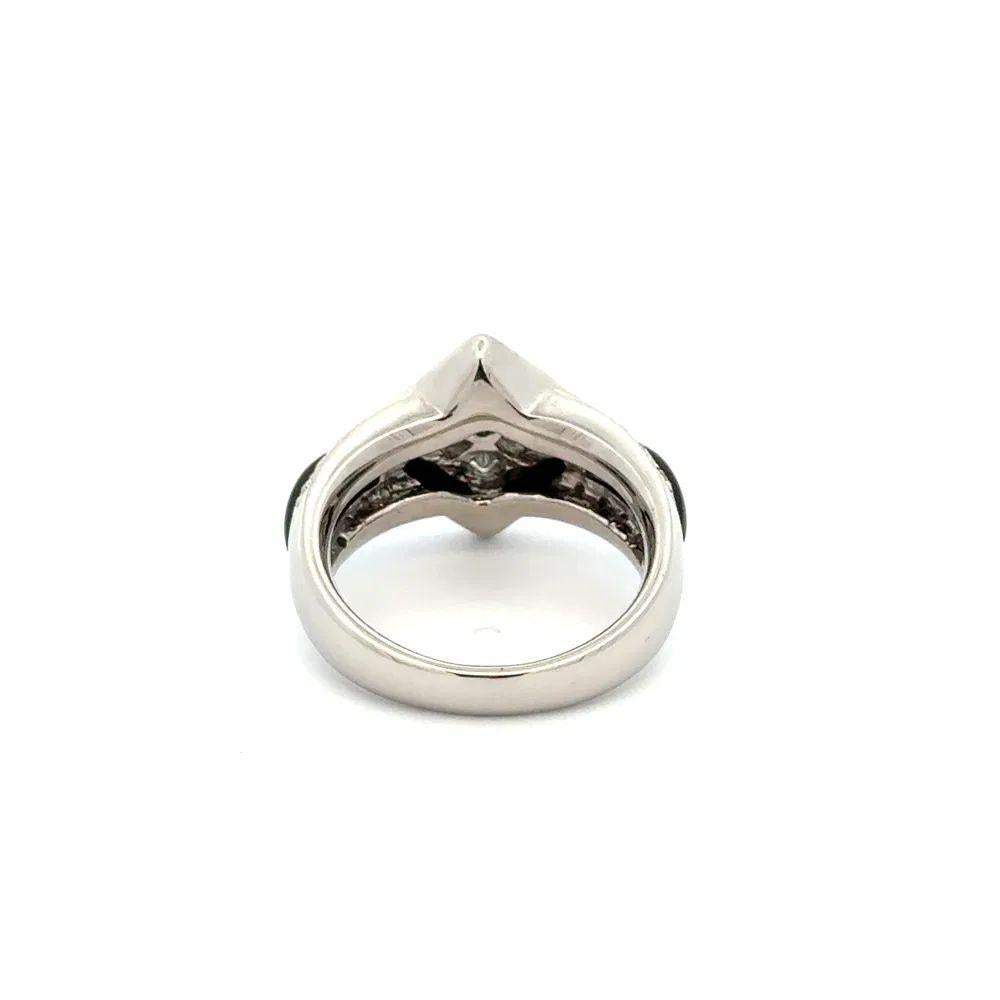 Mixed Cut Vintage Diamond and Onyx Cocktail Platinum Ring