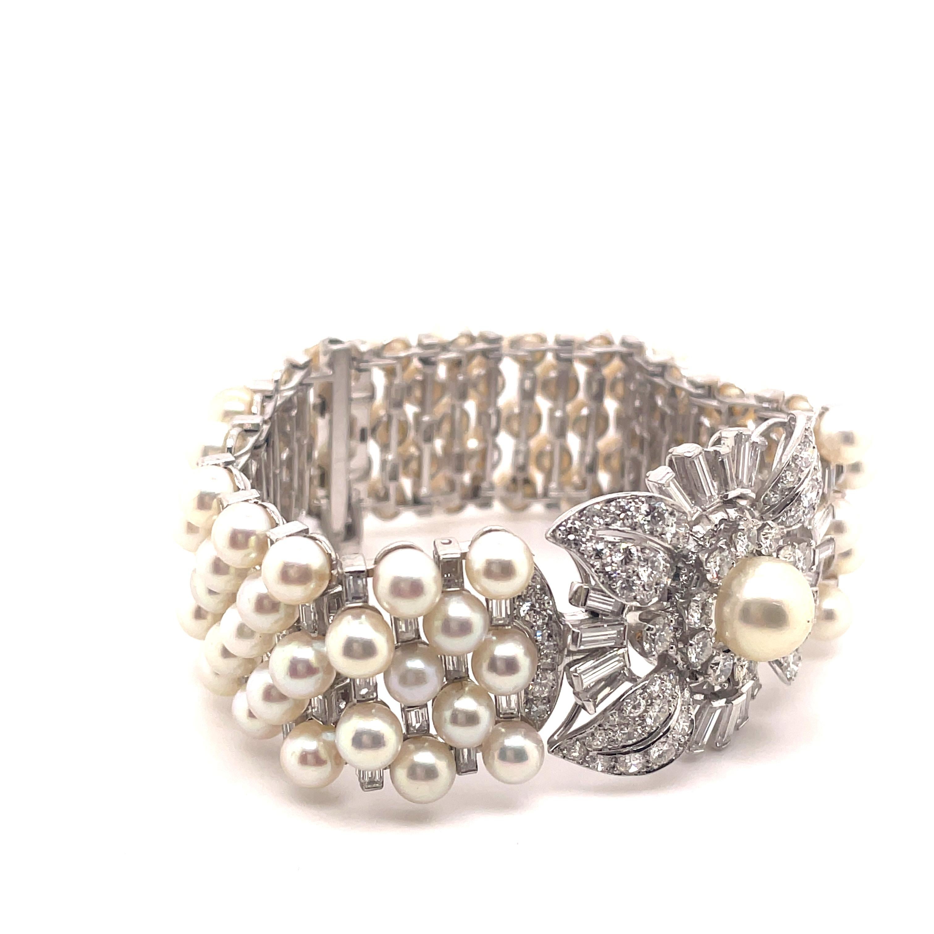 Women's Vintage Diamond and Pear Bracelet Platinum Art Deco Style