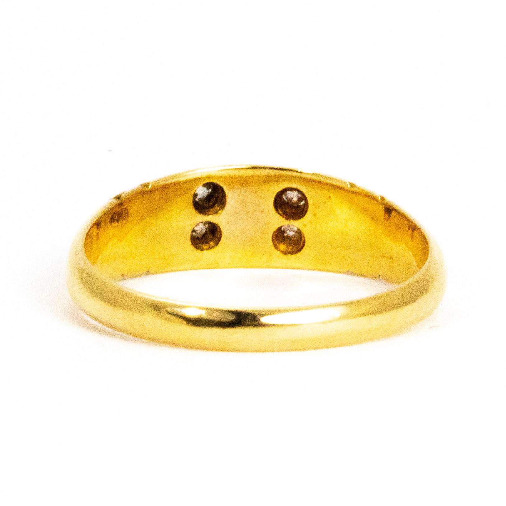Modern Vintage Diamond and Pearl 18 Carat Gold Band