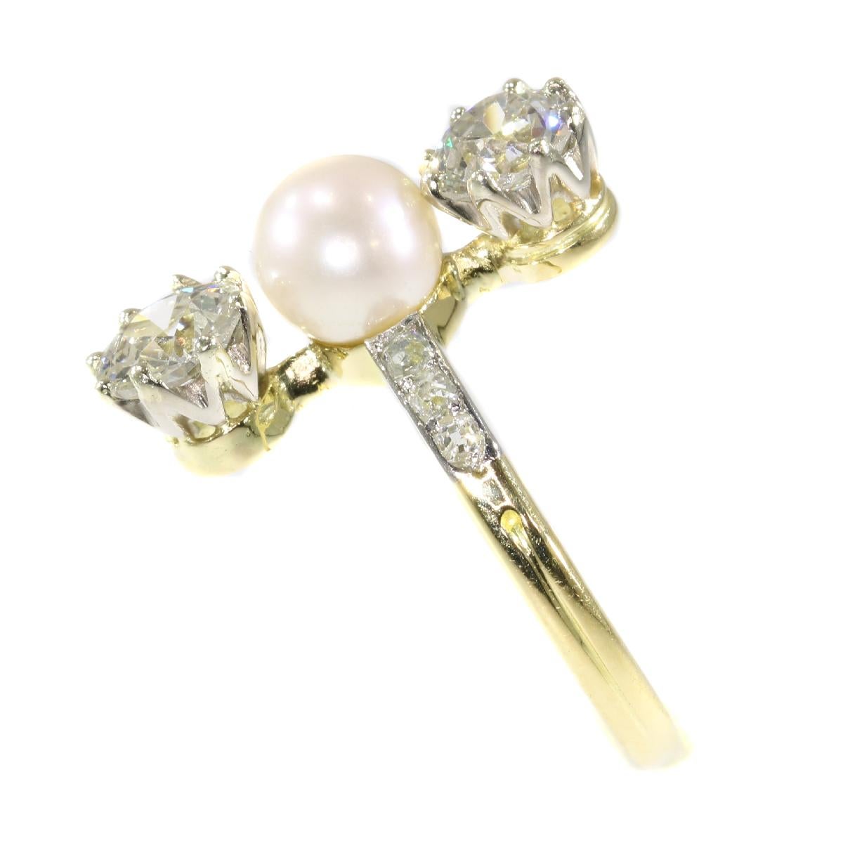 antique diamond and pearl engagement ring