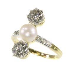 Antique Diamond and Pearl Engagement Ring Belle Epoque Period