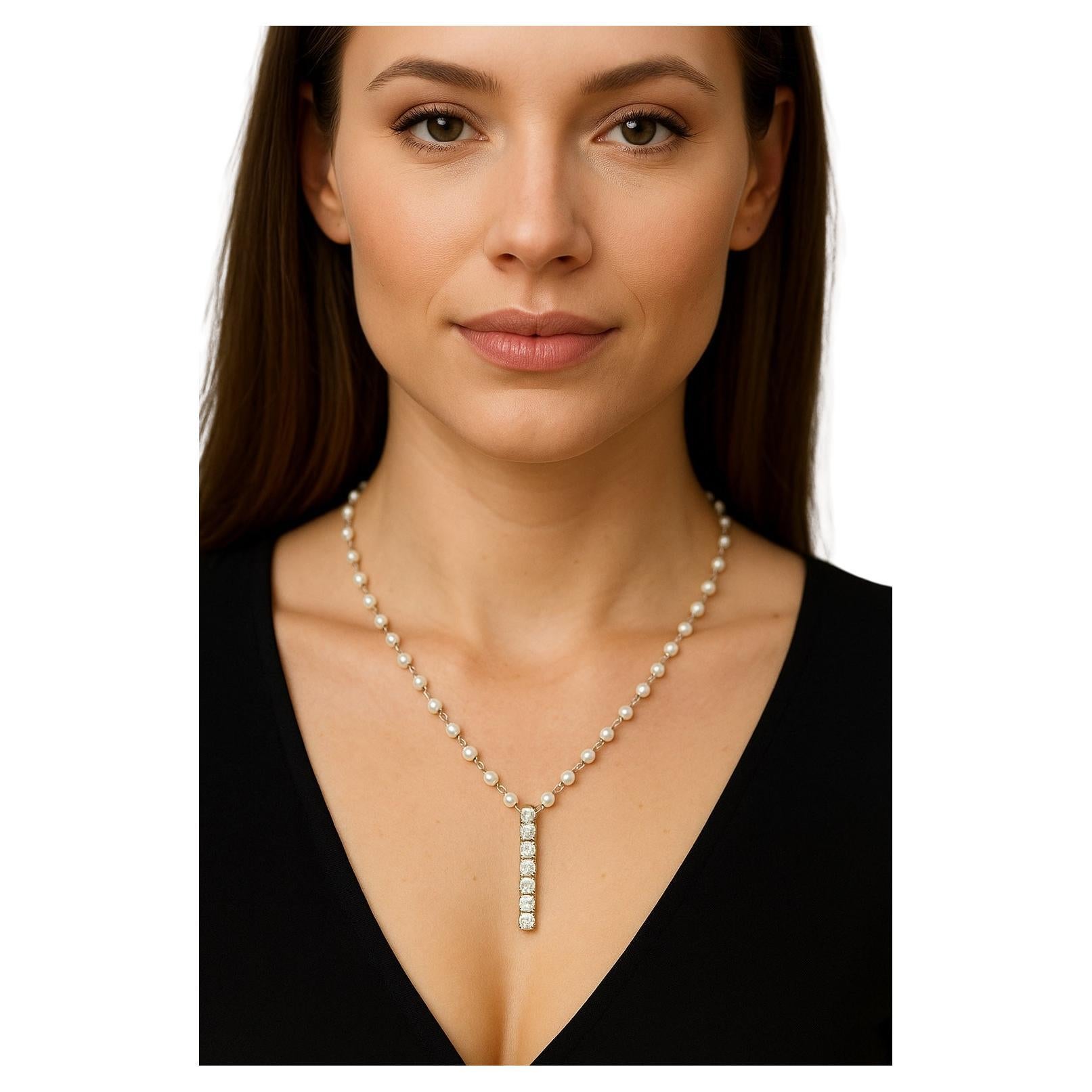 Vintage Diamond and Pearl Necklace and Brooch Combination. For Sale