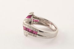 Vintage Diamond and Pink Sapphire Bypass Ring