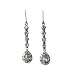 Vintage Diamond and Platinum Drop Earrings