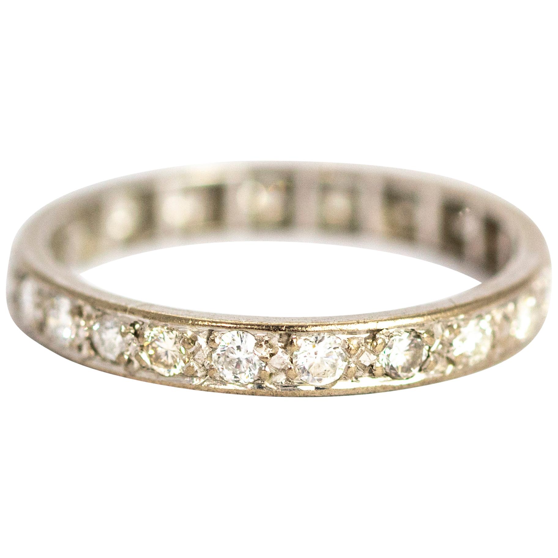 Vintage Diamond and Platinum Eternity Band For Sale