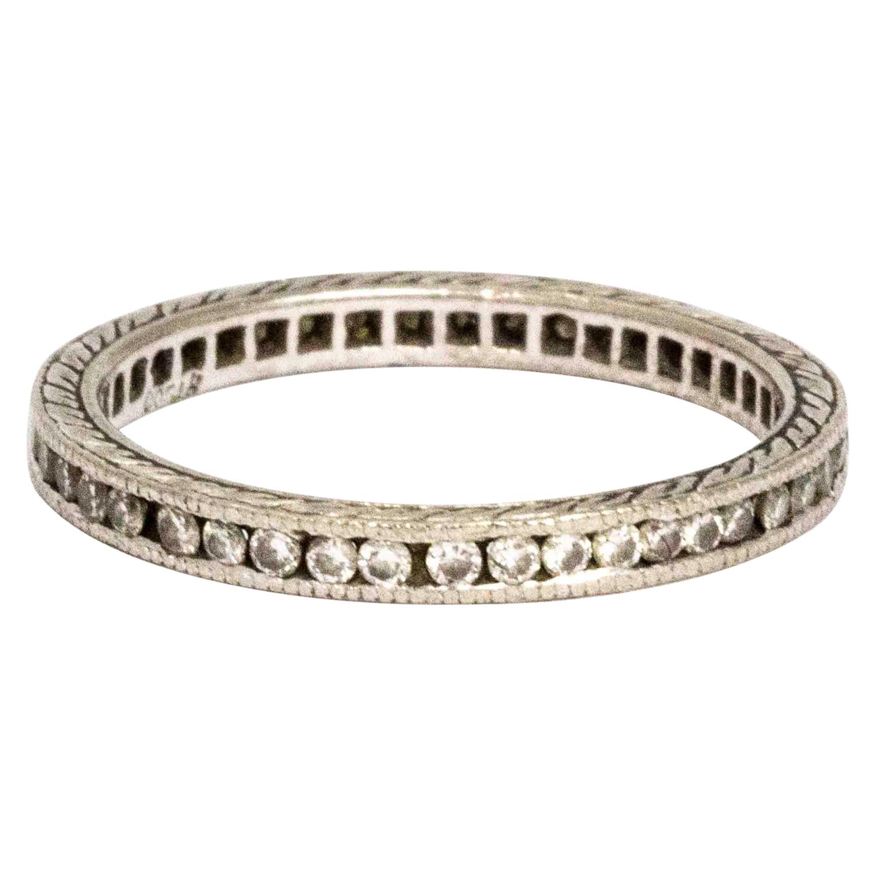 Vintage Diamond and Platinum Eternity Ring For Sale