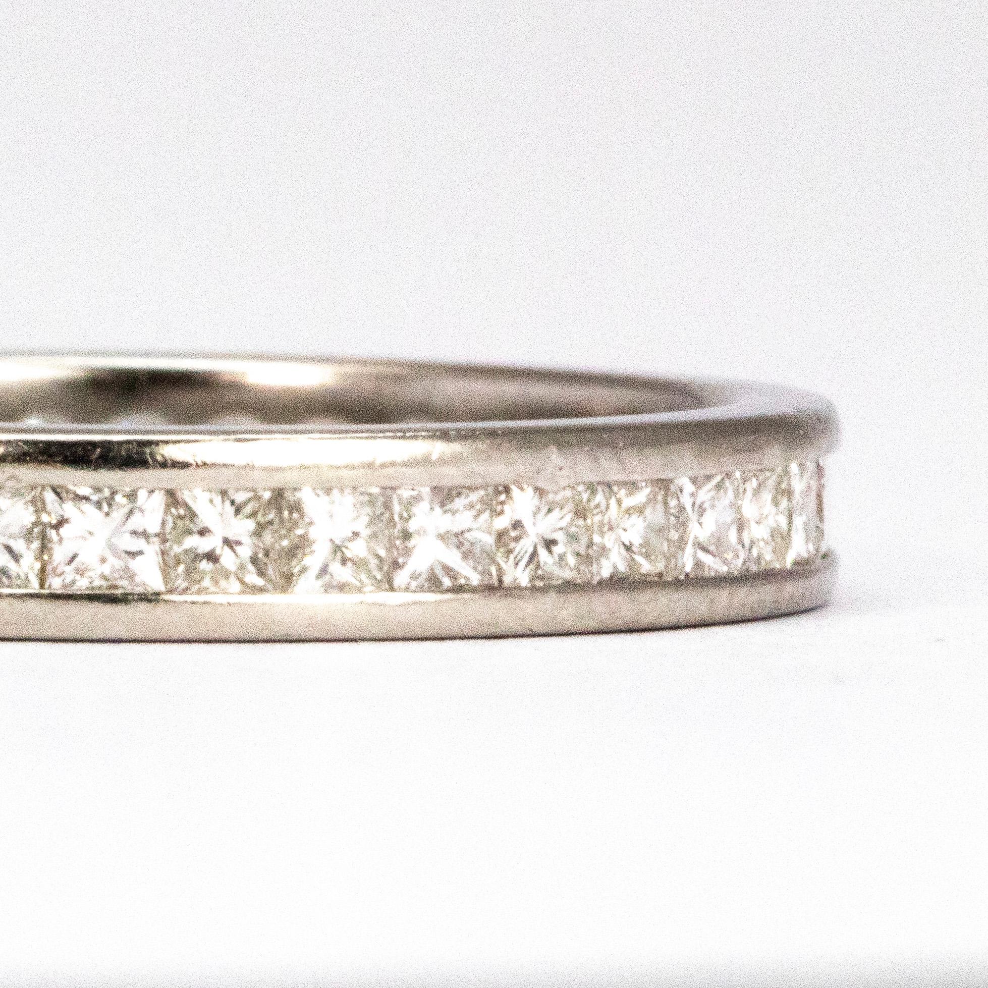 Modern Vintage Diamond and Platinum Full Eternity Band For Sale