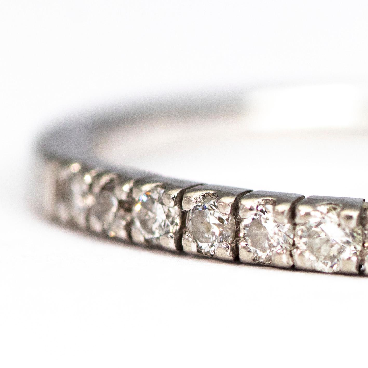 Vintage Diamond and Platinum Half Eternity Band In Good Condition In Chipping Campden, GB