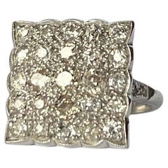 Vintage Diamond and Platinum Panel Ring