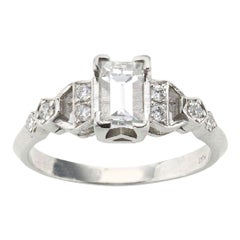 Vintage Diamant und Platin Ring, 0,81 Karat F VS2, CIRCA 1950