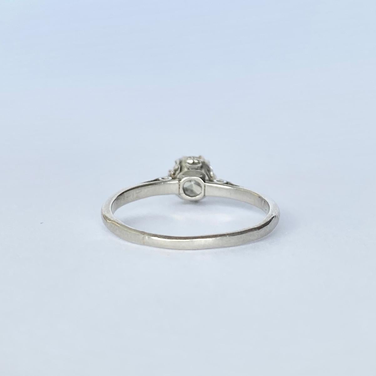 Solitär-Ring aus Platin mit Diamanten und Platin im Zustand „Gut“ im Angebot in Chipping Campden, GB