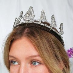 Vintage Diamond and Platinum Tiara Necklace, Circa 1960, 50.00 Carats