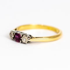 Vintage Diamond and Ruby 18 Carat Gold Ring