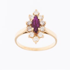 Vintage Diamond and Ruby 18 karat Yellow Gold Ring