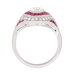 Vintage Diamond and Ruby Bombé Style Ring, c.1940s