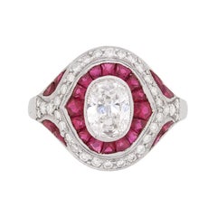 Vintage Diamond and Ruby Bombé Style Ring, c.1940s