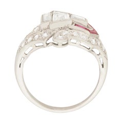Vintage Diamond and Ruby Cluster Ring, circa 1950s