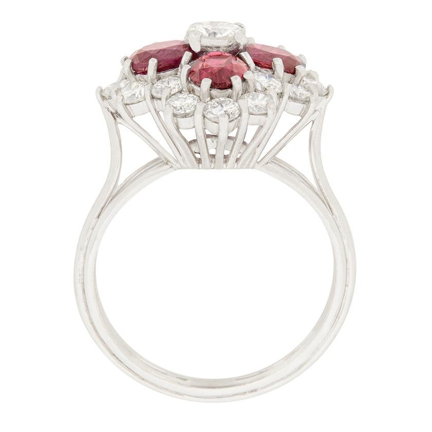 diamond and ruby cluster ring