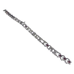 Vintage Diamond and Ruby 'Don't Forget Me' 18 Carat White Gold Bracelet